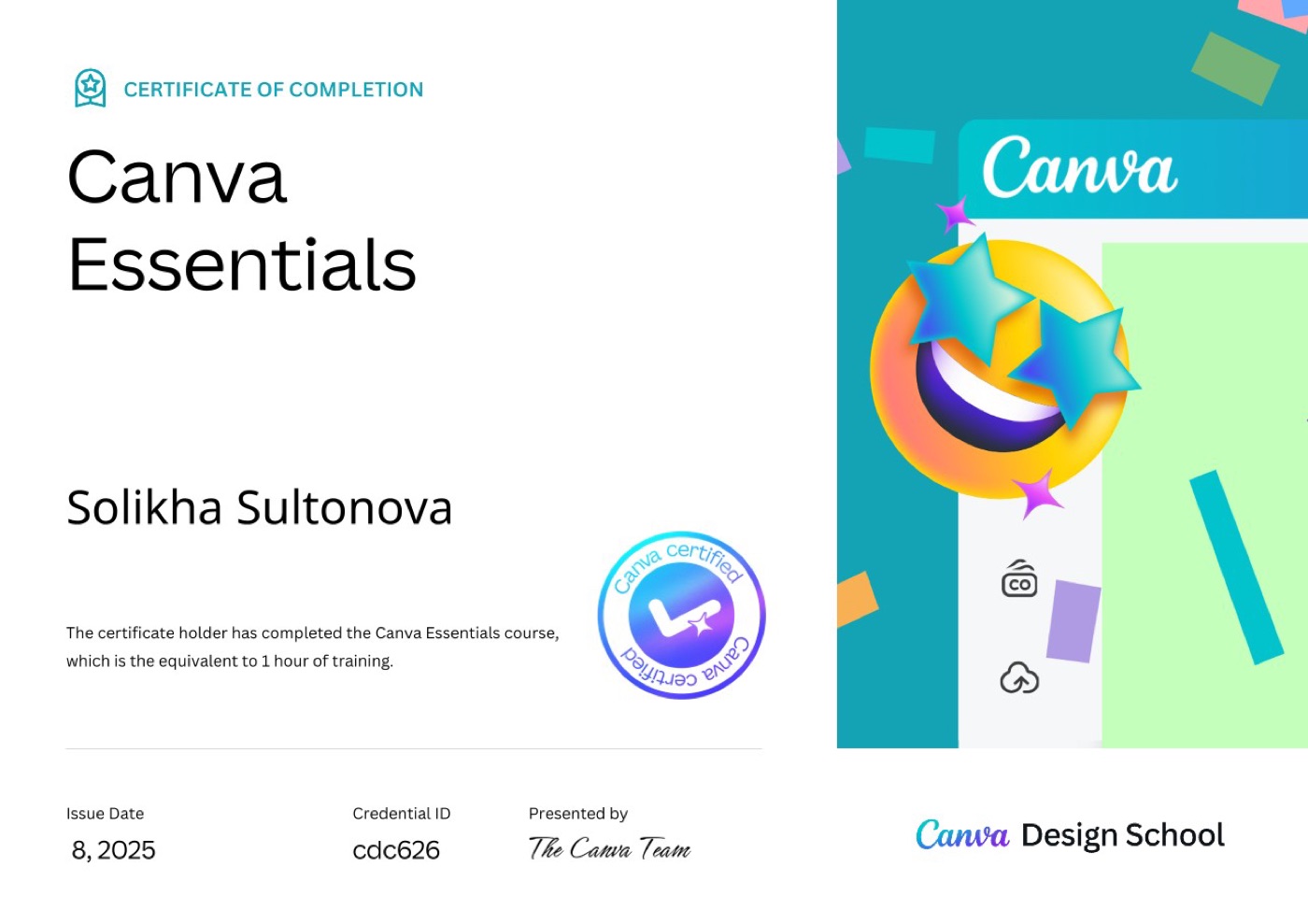 Canva Essentials certificate